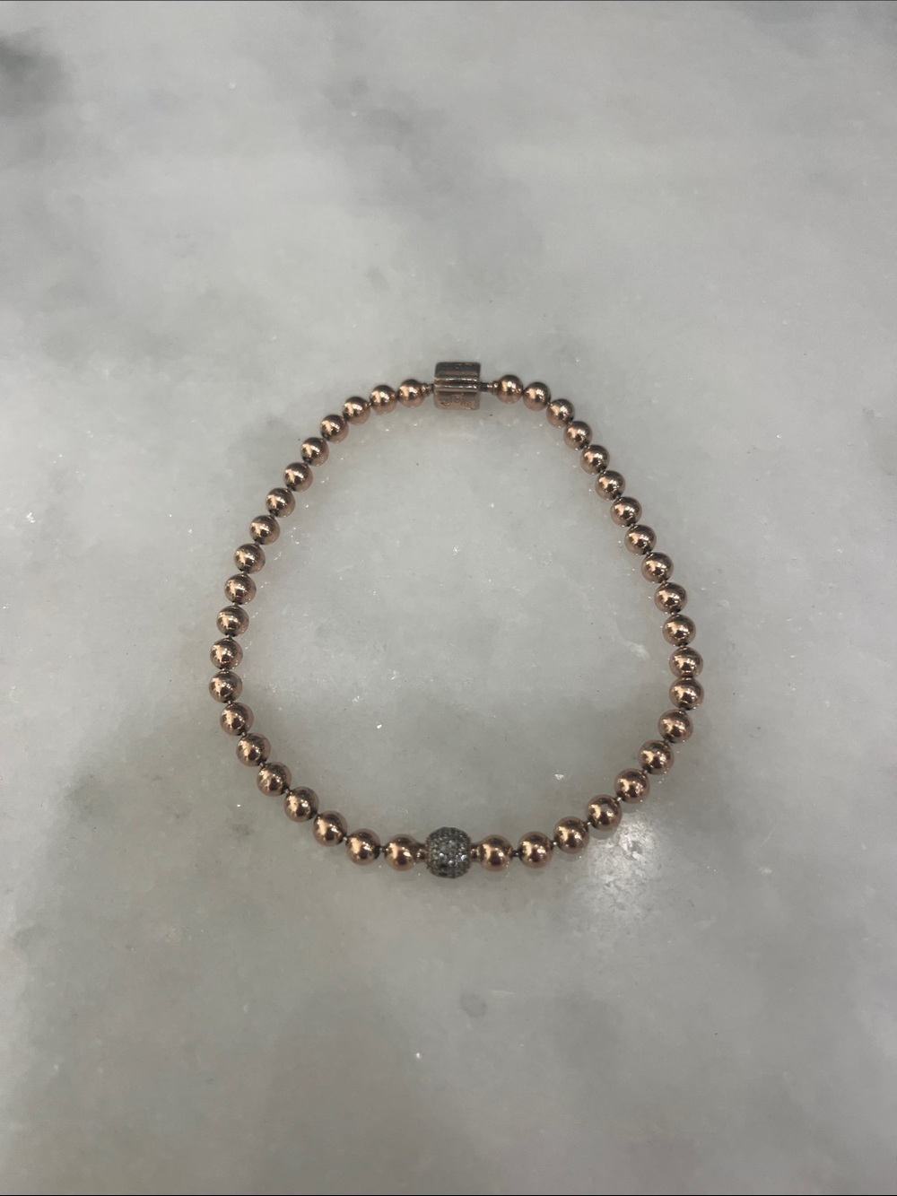 Pandora Rose Gold Beaded Bracelet with Pave Accent Bead